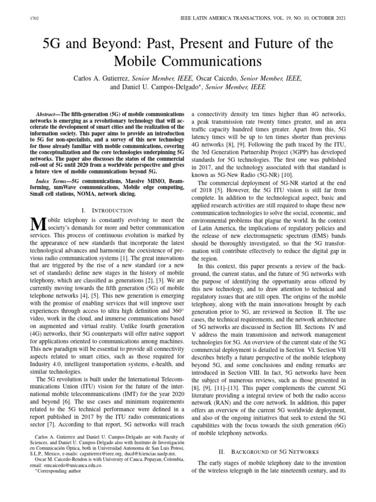5G and Beyond Past Present and Future of The Mobile Communications | PDF