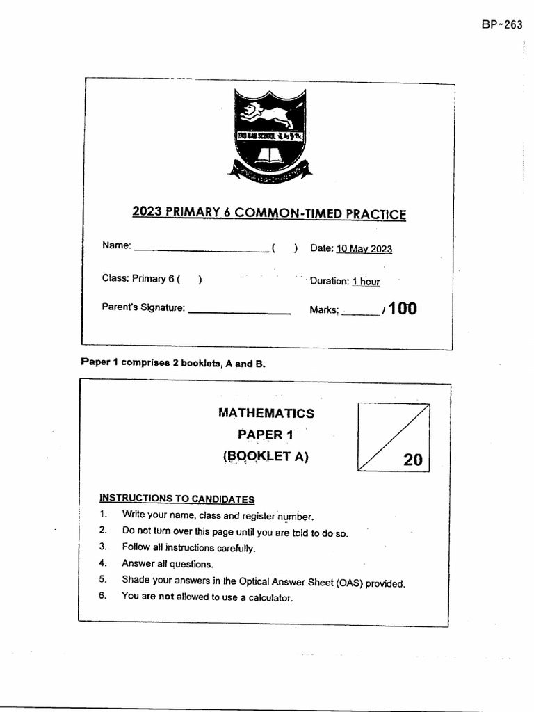 P6 Maths 2023 WA2 Taonan | PDF