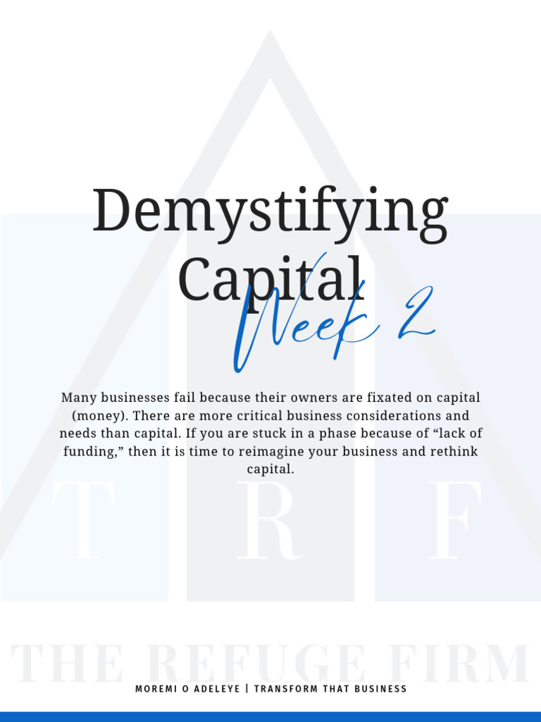 Demystifying Capital Workbook PDF Economies Business