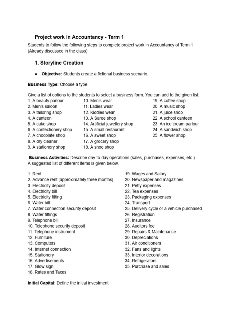 Accountancy Project - Term 1 | PDF