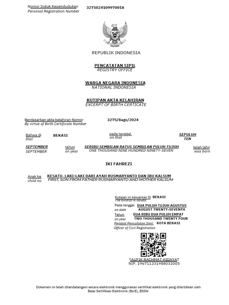 AKTE KELAHIRAN PDF - 20240827 - 204509 - 0000 | PDF