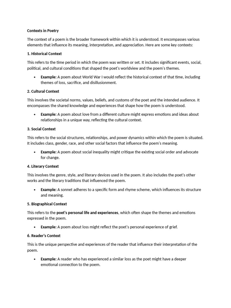 Contexts in Poetry | PDF