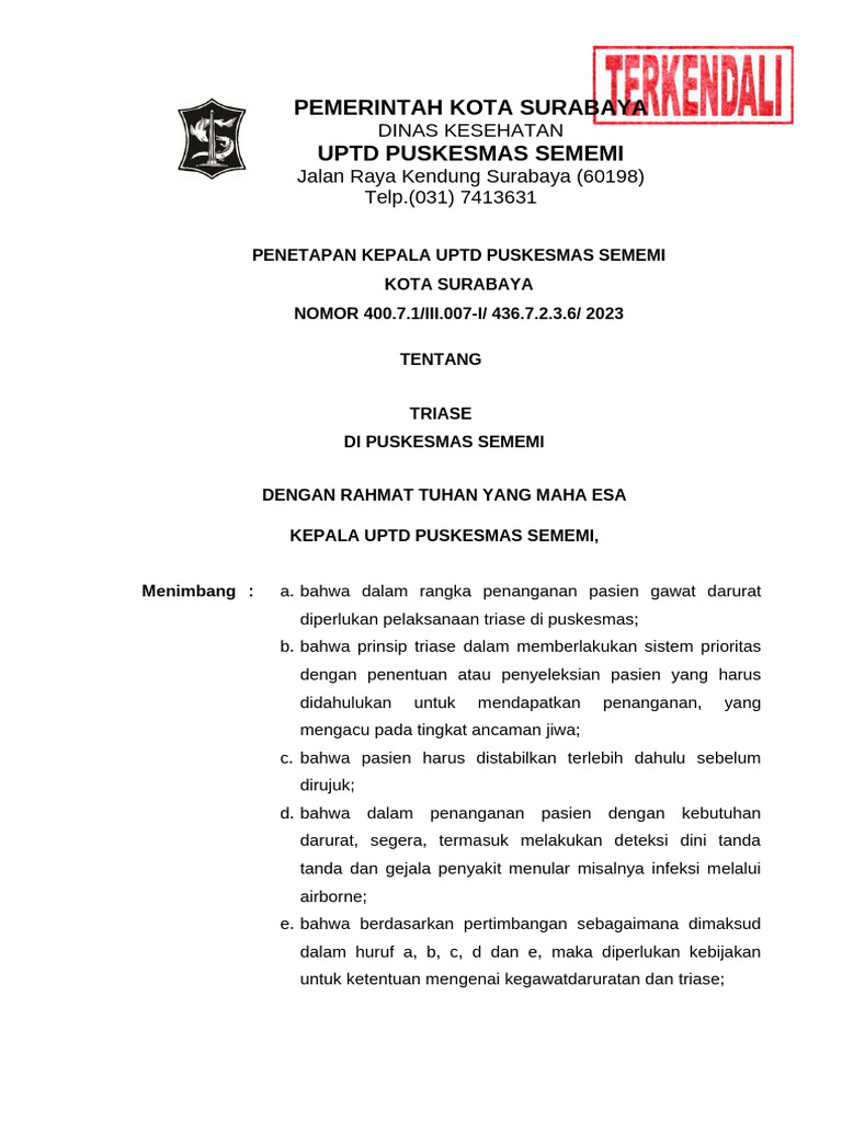 3.3.1a SP TRIASE Sememi Revisi Acc | PDF
