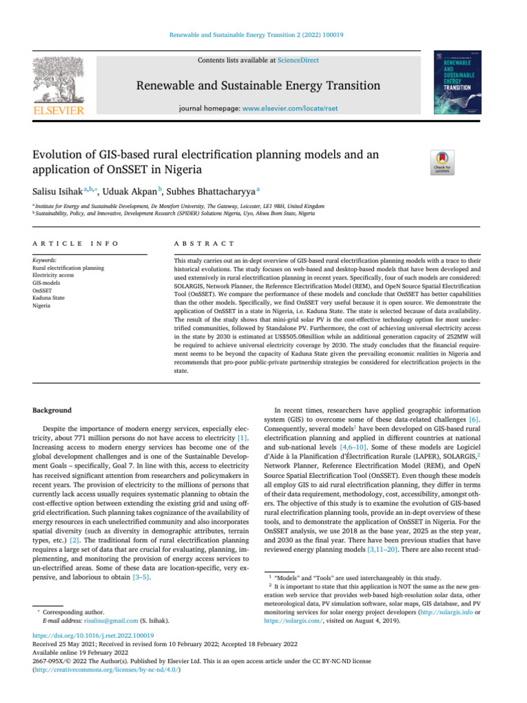 GIS-Based Rural Electrification in Nigeria | PDF | Electrification ...