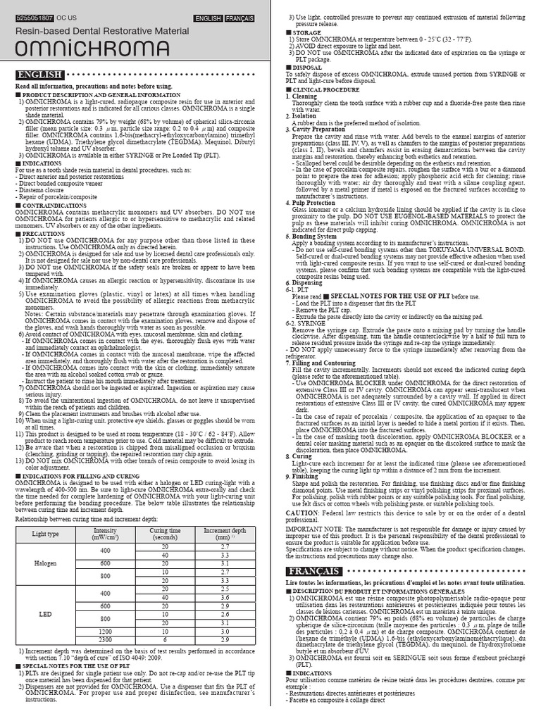 OMNICHROMA Instructions For Use | PDF