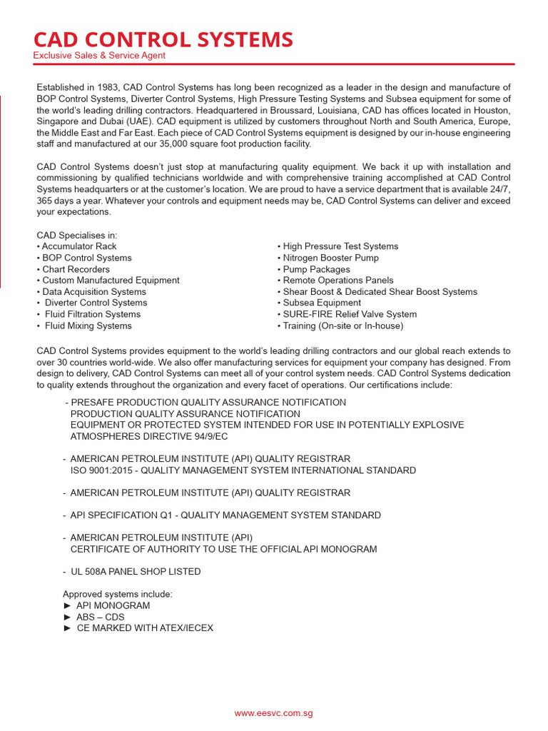 Cad Control Systems: Exclusive Sales & Service Agent | PDF