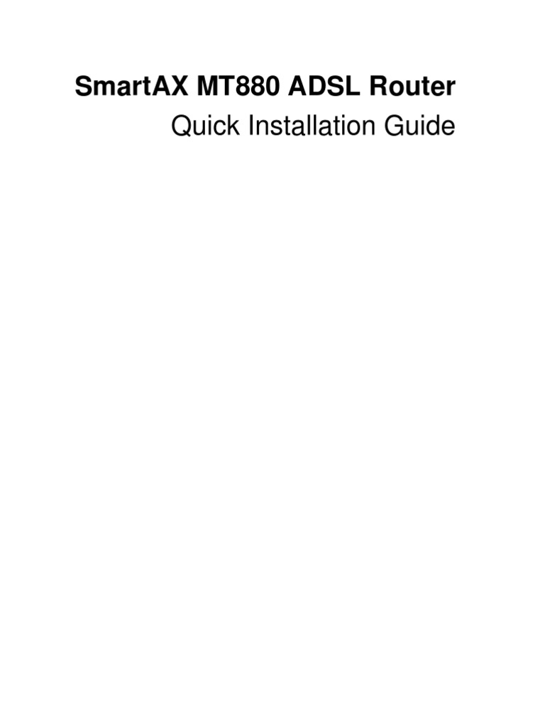 SmartAX MT880 ADSL Router Quick Installation Guide | PDF | Computer ...