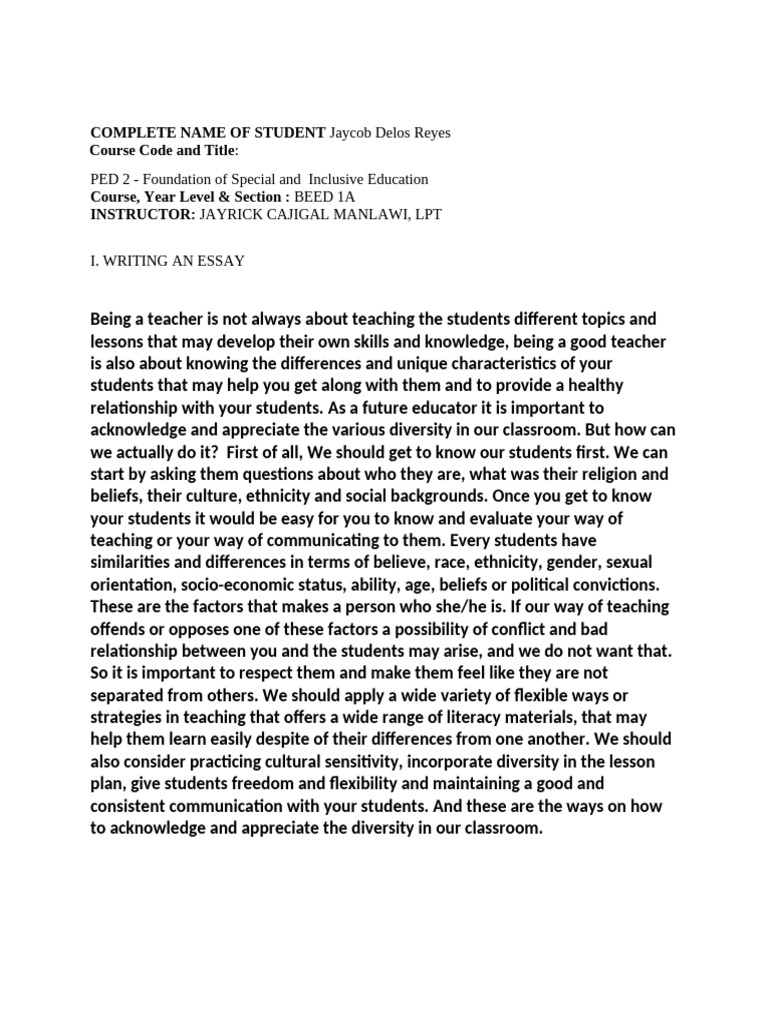 Jaycob Delos Reyes: PED 2 - Foundation of Special and Inclusive ...