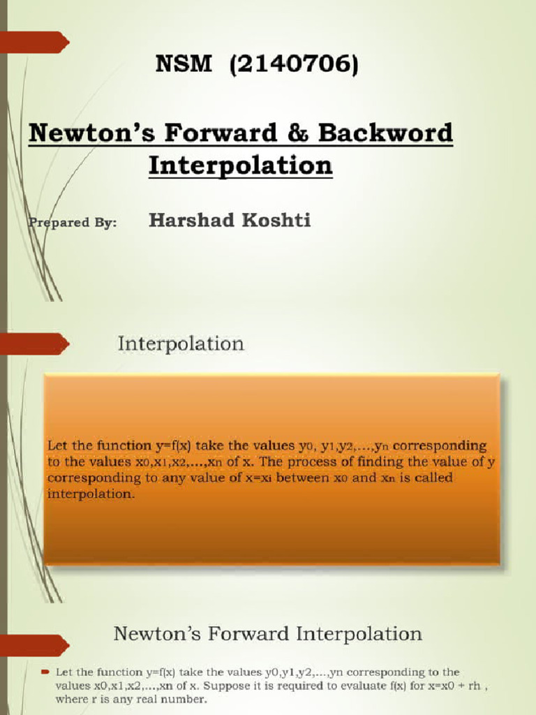 HarshadKoshti1 Newtons Forward Backward Interpolation 134662616 | PDF