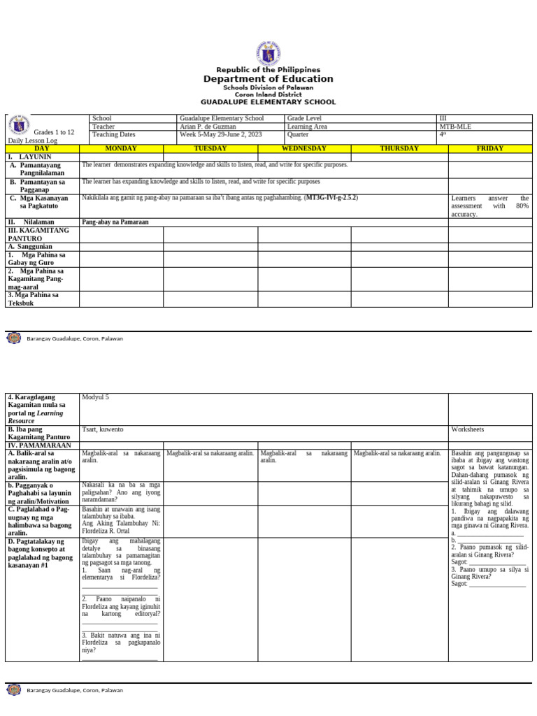 Week 5 MTB 4th Quarter | PDF