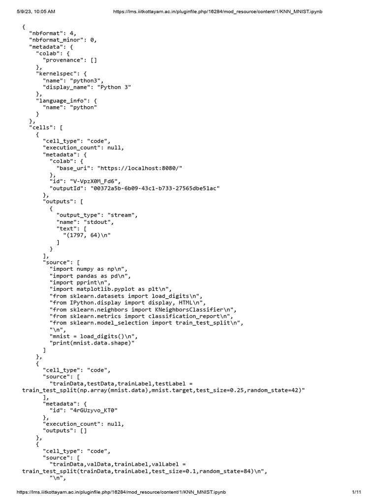 KNN Mnist | PDF