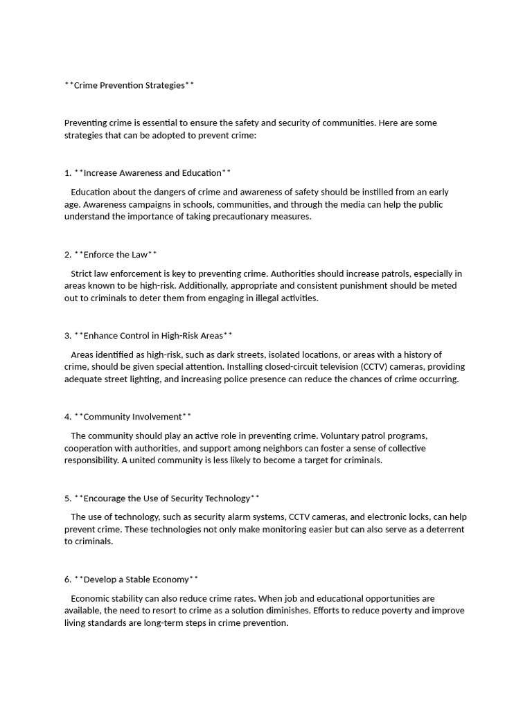 Crime Prevention Strategies Pdf