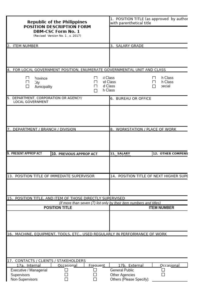 DBM-CSC Position Description Form 2025 | PDF | Business