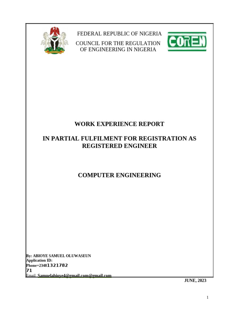 Engineering Work Experience Report | PDF | Computer Network | Computers