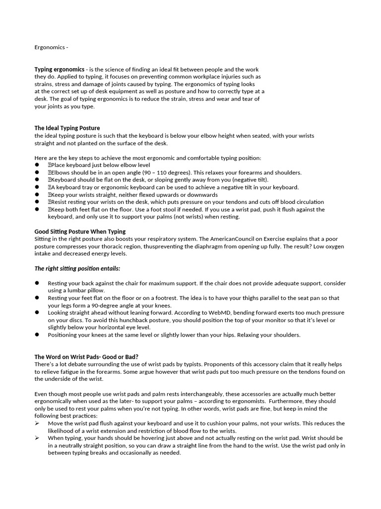 Ergonomics Keyboarding | PDF