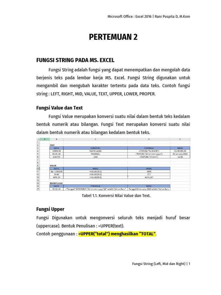 Fungsi String (Left, Right Dan Mid) | PDF