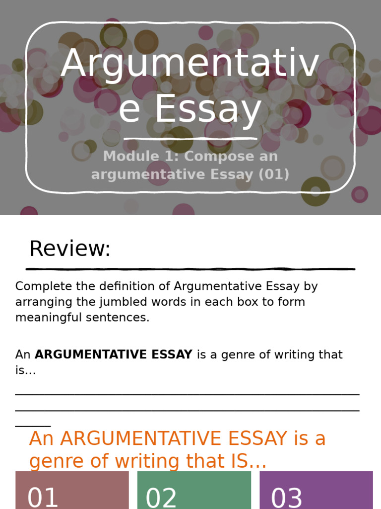 01 Compose An Argumentative Essay | PDF