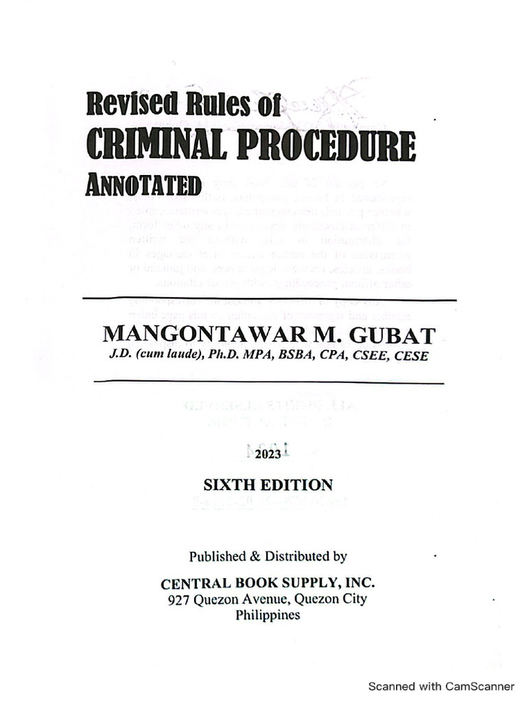 Gubat - Revised Rules of Crim Pro Rule 110 | PDF