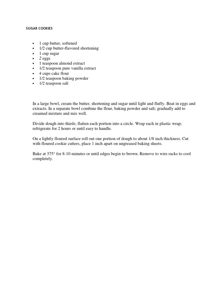 Sugar Cookies | PDF