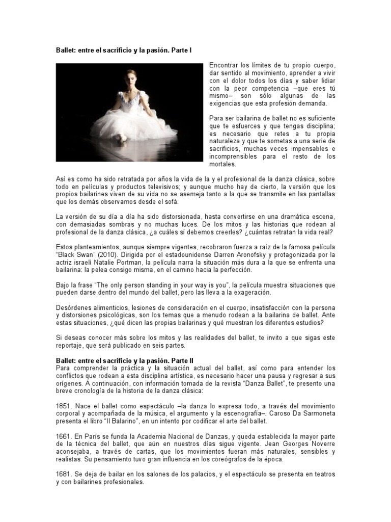 Ballet, Un Poco de Historia | PDF | Ballet | Bailes