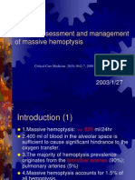 Clinical Assessment and Management of Massive Hemoptysis