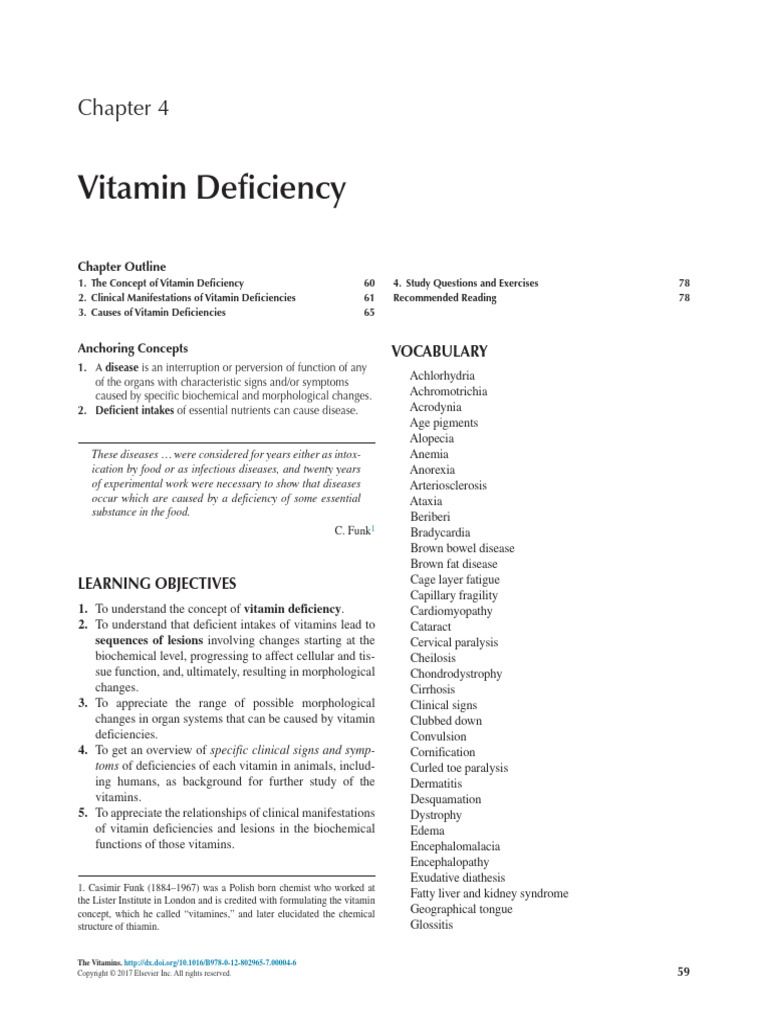 Chapter 4 - Vitamin Deficiency - 2017 - The Vitamins | PDF
