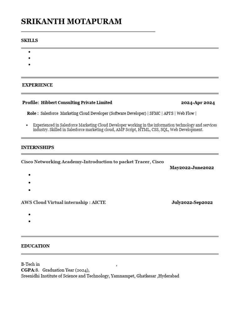 Srikanth Resume 2 | PDF