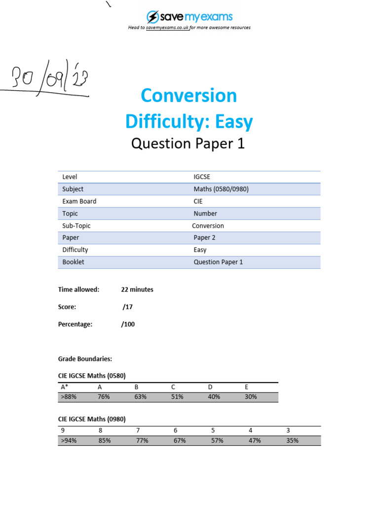 E1.5 Conversion 2A Topic Booklet 1 - 1 | PDF