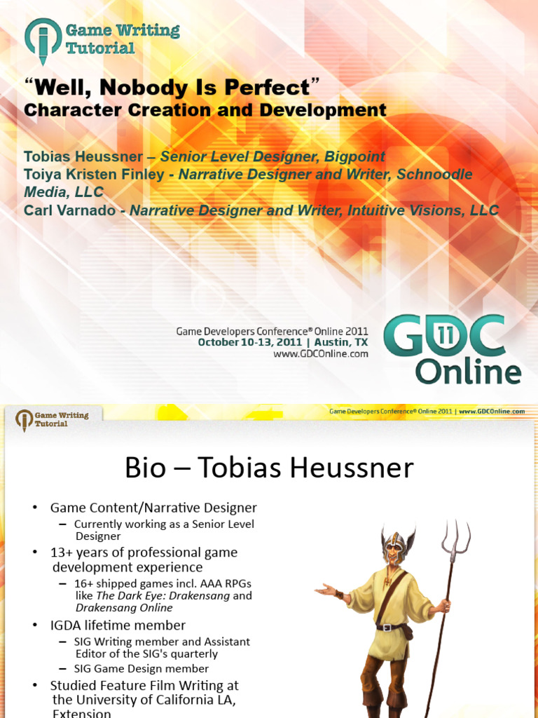 Gdco2011 Writing Tutorial Day Character Session | PDF