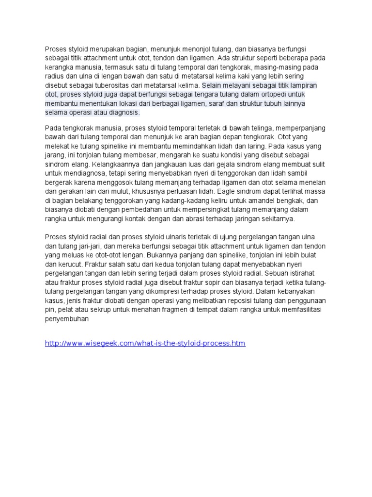 Proses Styloid dan Sindrom Elang | PDF | Kajian Bahasa Asing ...
