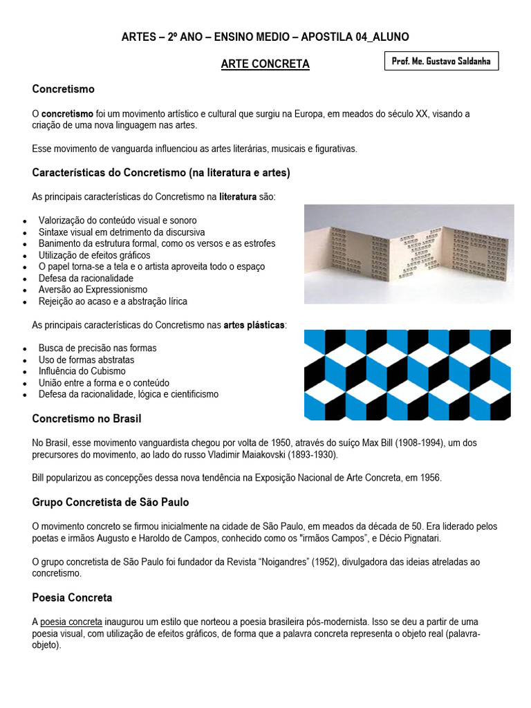 Arte Concreta 2º Ano Apostila 04 Aluno 1 | PDF