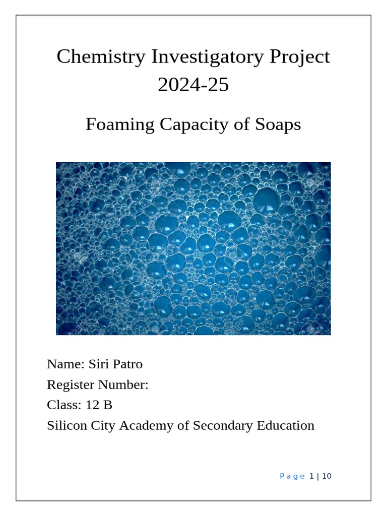 Chemistry Investigatory Project (Class 12) | PDF