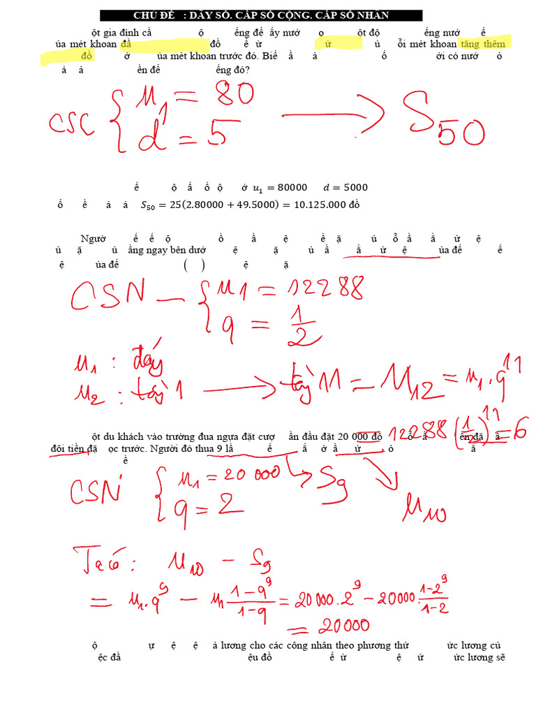 BÀI GIẢI TOÁN THỰC TẾ CSC - CSN | PDF