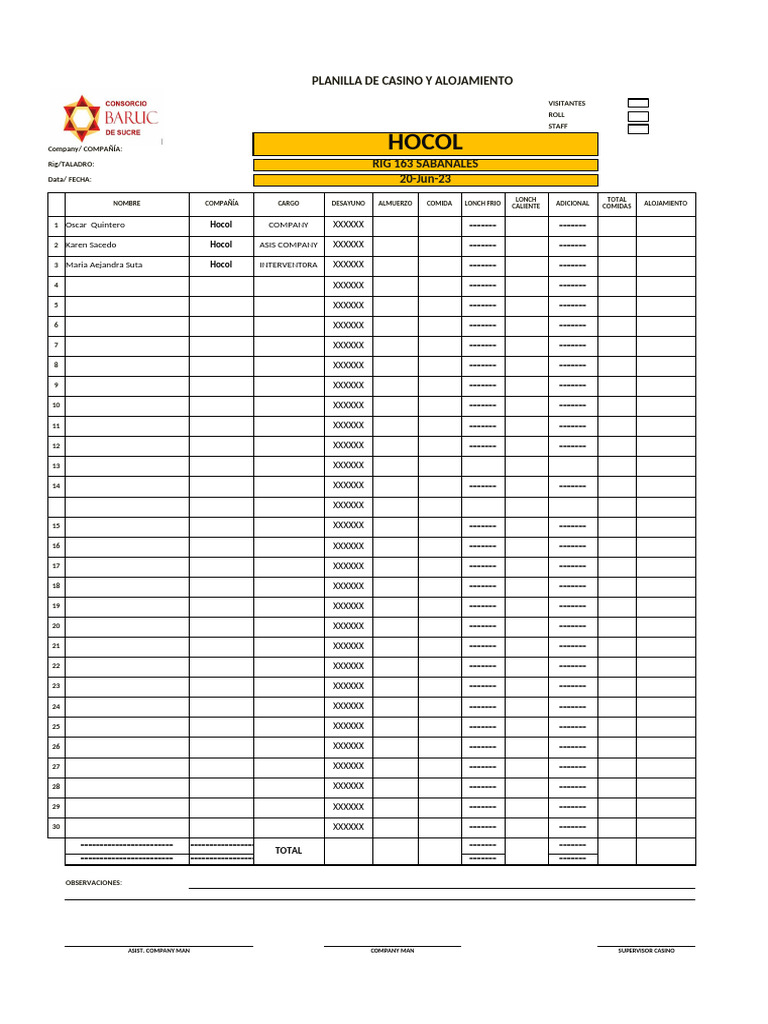 Planilla de Servicios | PDF