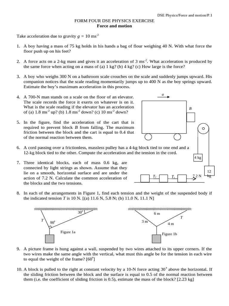 2b Force and Motion Exercise 1 1 | PDF