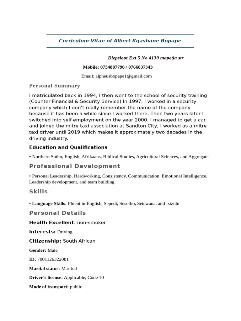 Albert's CV | PDF