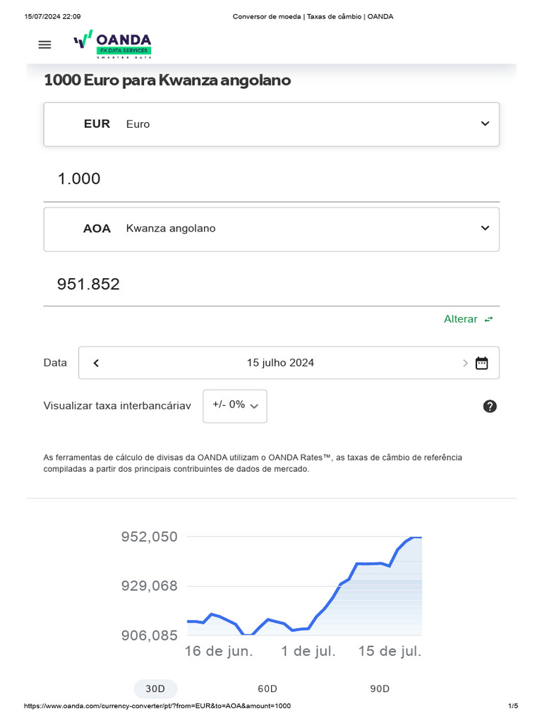 Conversor de Moeda - Taxas de Câmbio - OANDA - 1 | PDF
