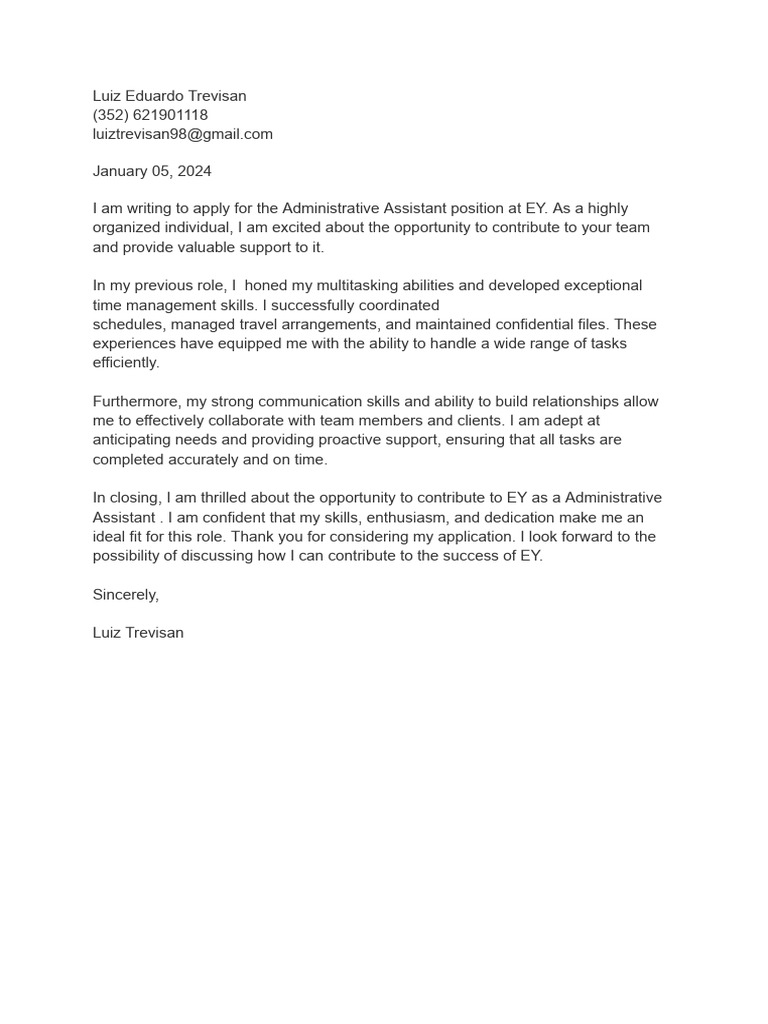 Cover Letter EY | PDF
