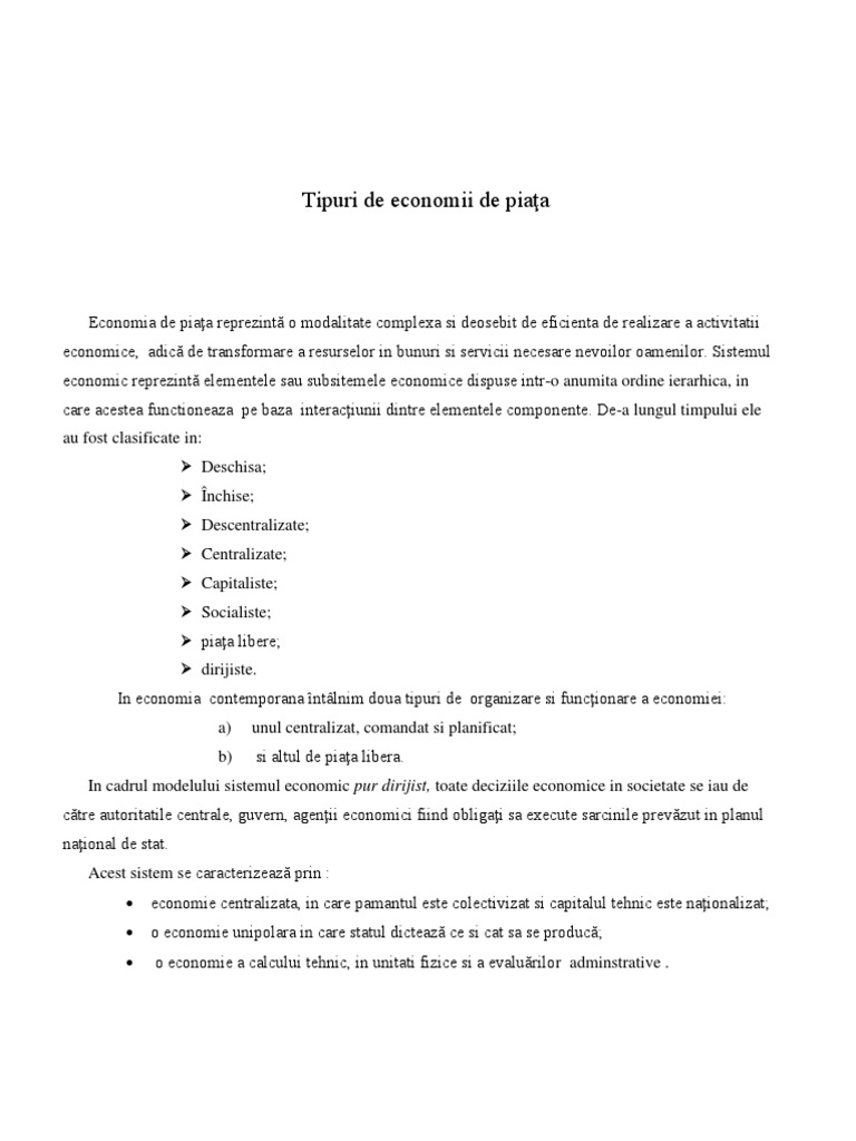 Tipuri de Economie de Piata PDF
