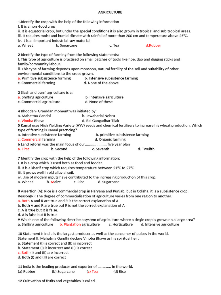 Agriculture Worksheet Pdf