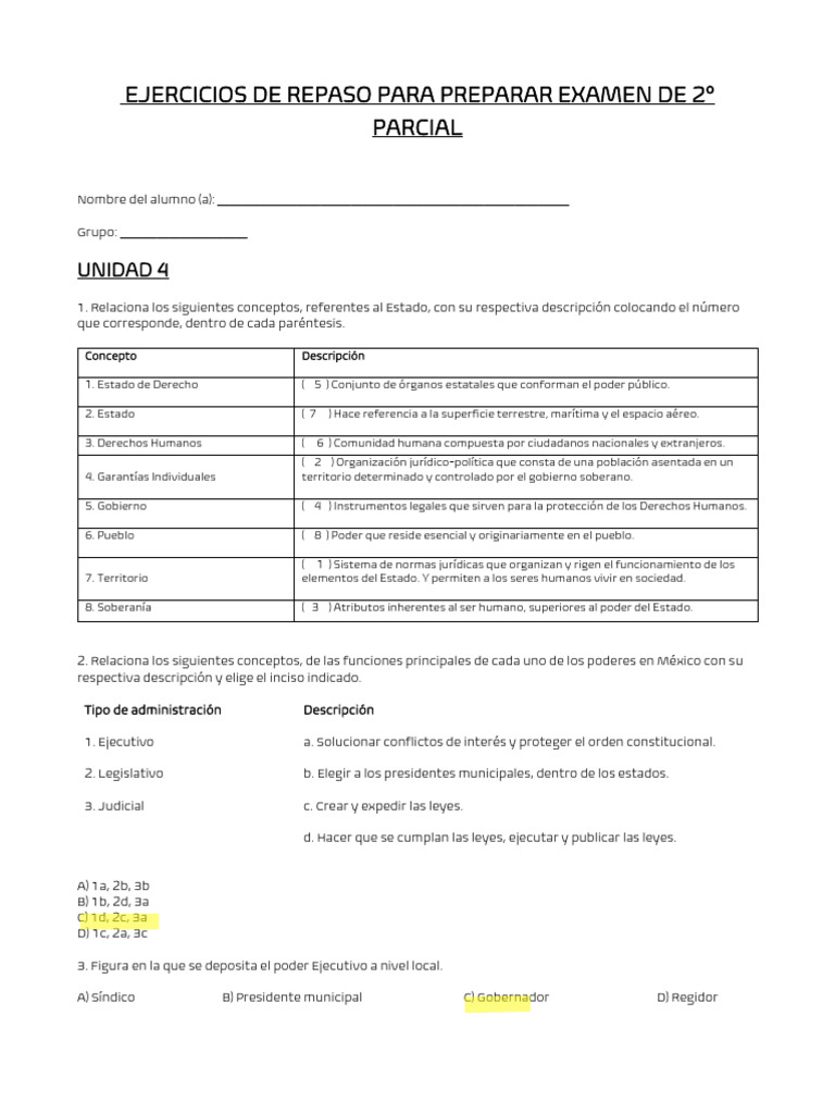 Ejercicios de Repaso Examen de 2do. Parcial | PDF