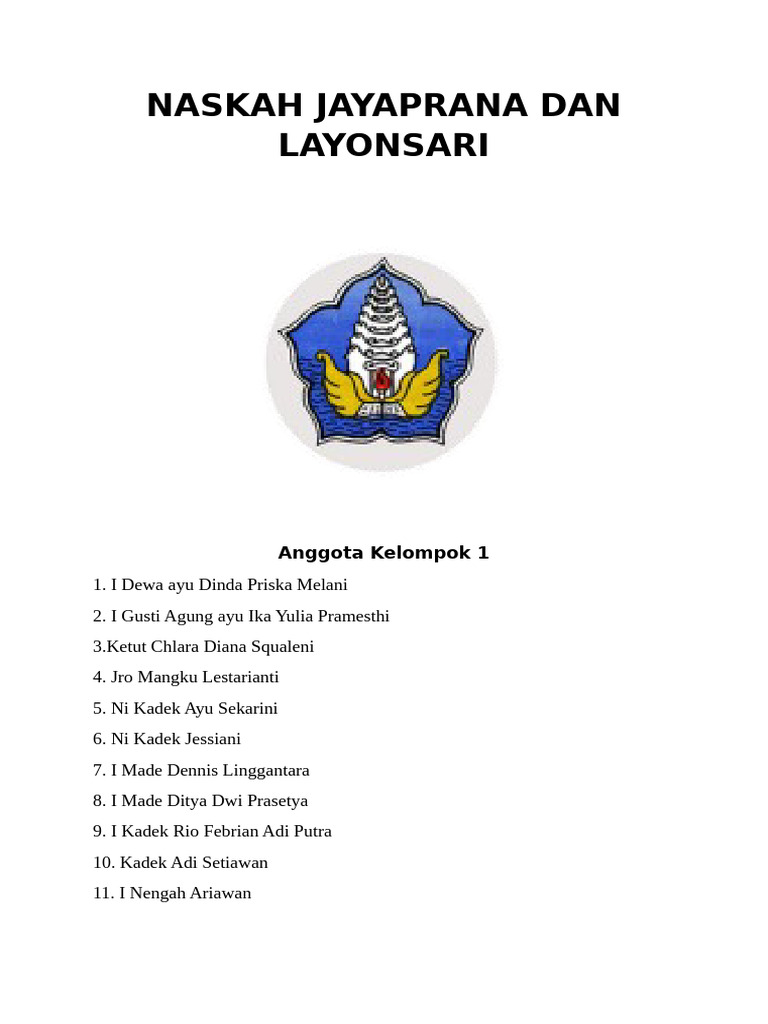 Naskah Jayaprana Dan Layonsari | PDF