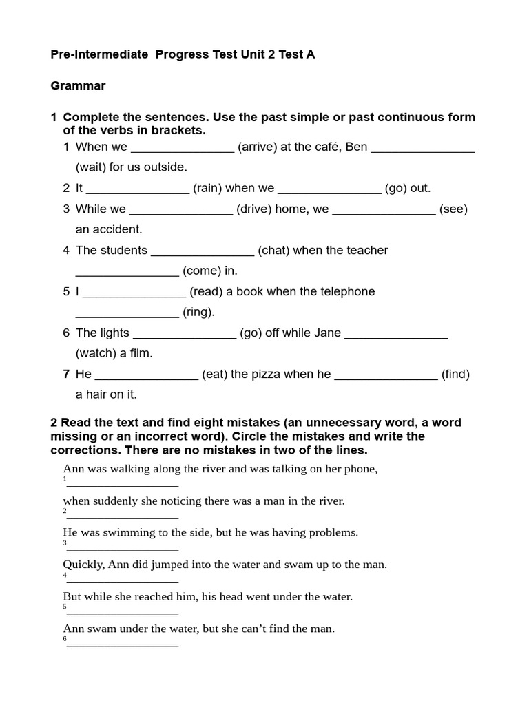 2-Progress Test 2A | PDF