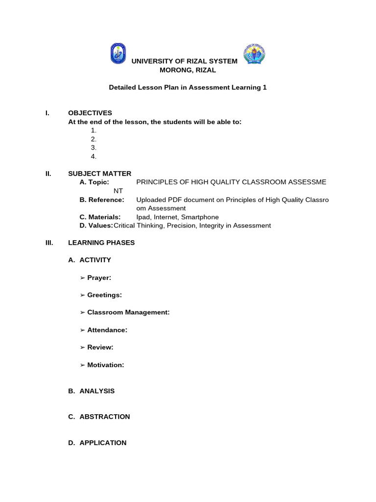 Al1 Format Lesson Plan | PDF