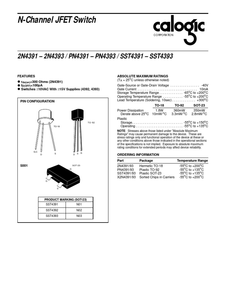 2N4393 Transistor | PDF | Field Effect Transistor