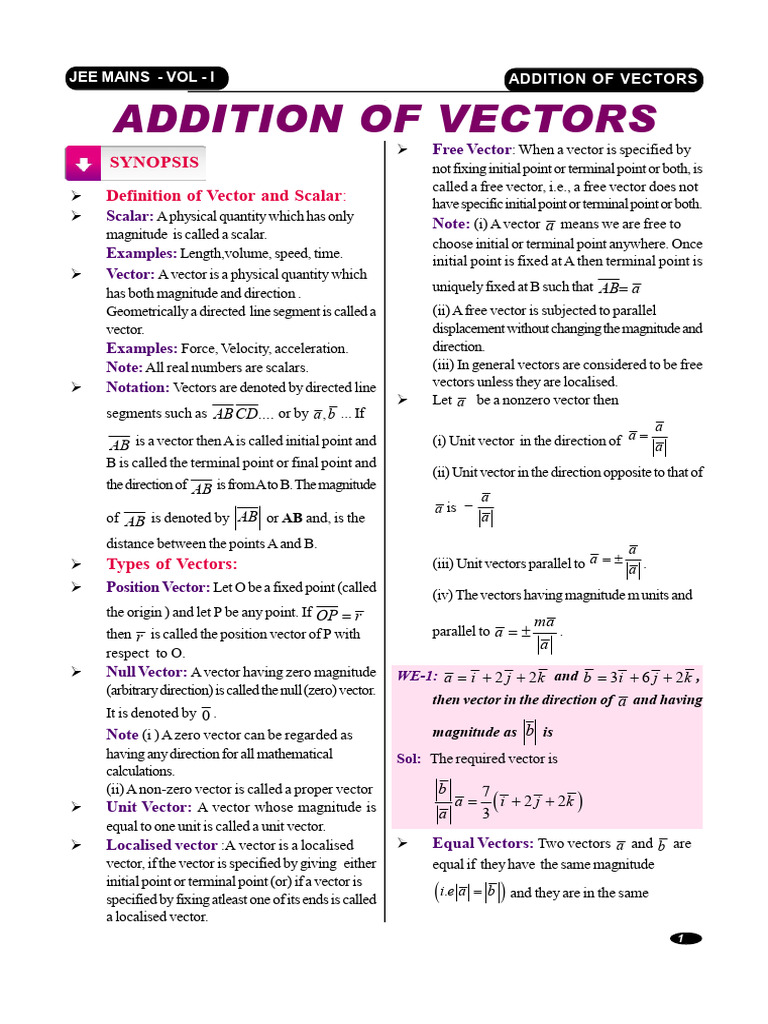 Localised and Equal Vectors Explained | PDF | Euclidean Vector ...