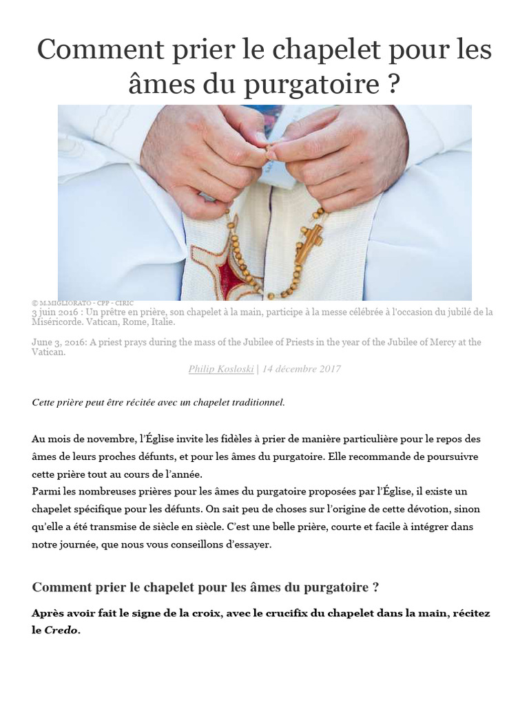 Comment Prier Le Chapelet Pour Les âmes Du Purgatoire Pdf