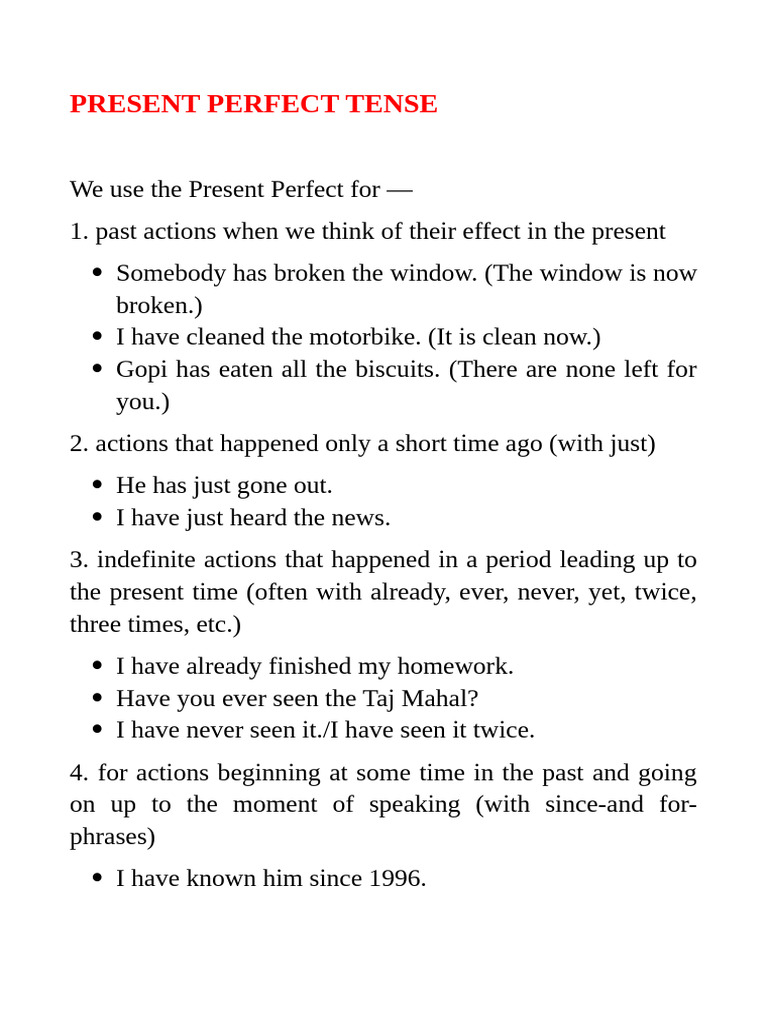 Present Perfect and Present Perfect Continuous Tense 2 | PDF | Perfect ...