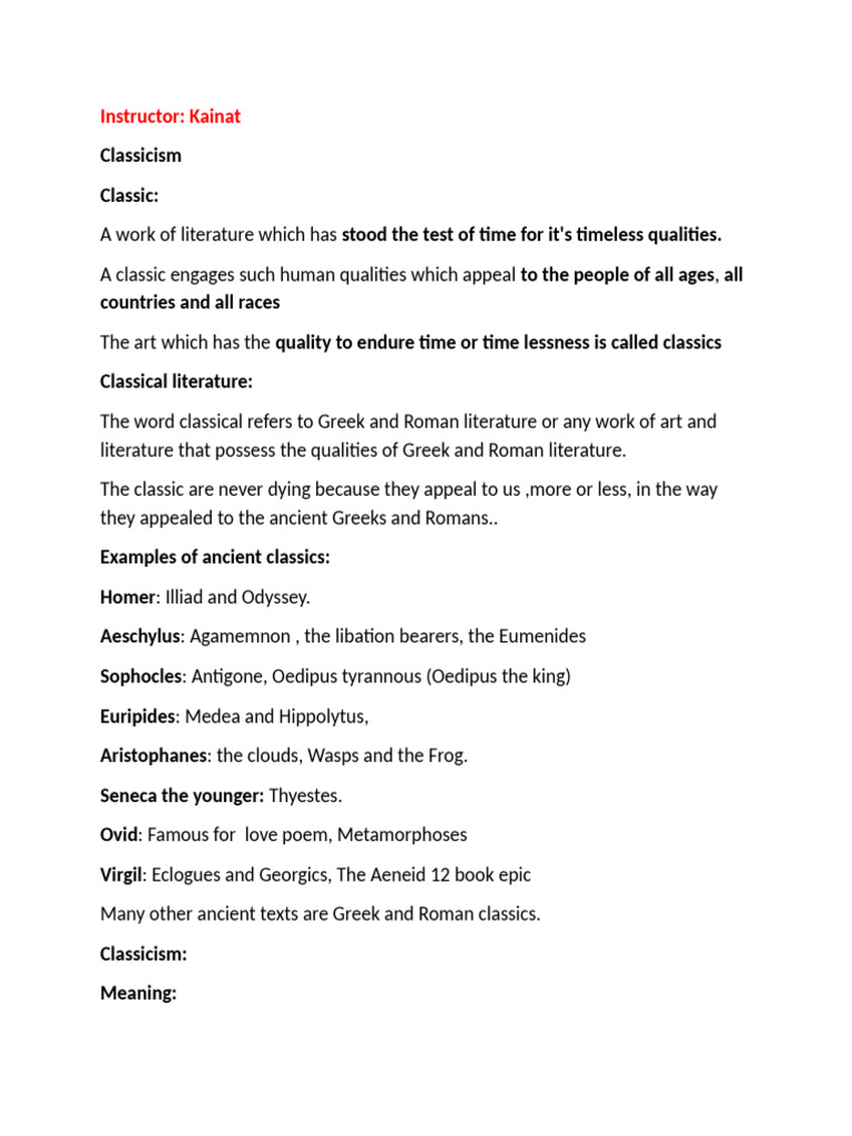 Classicism | PDF