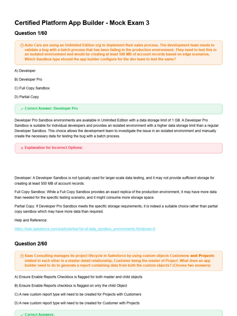 Certified Platform App Builder - Mock Exam 3 | PDF